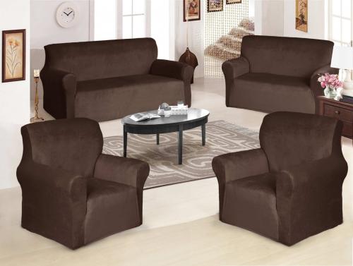 طقم تلبيسة كنب باللون البني