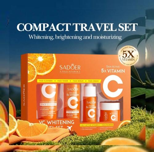 4 قطع مجموعة العناية بالبشرة السفر فيتامين سي - مر...