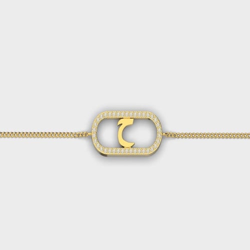 Diamond and gold bracelet 18 karat letter H