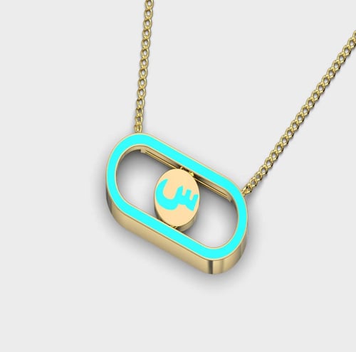 Gold necklace 18 karat - letter S aqua color