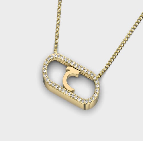 Diamond gold necklace karat 18- letter H