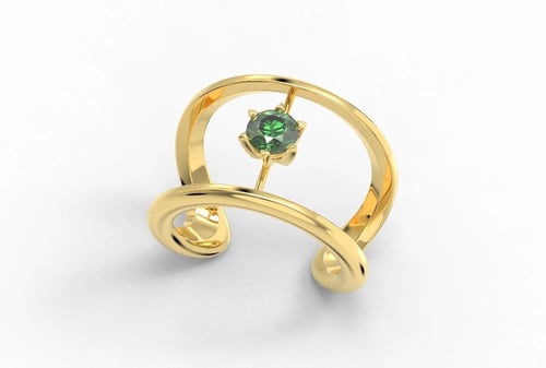 Galaxy ring with natural green quartz stone