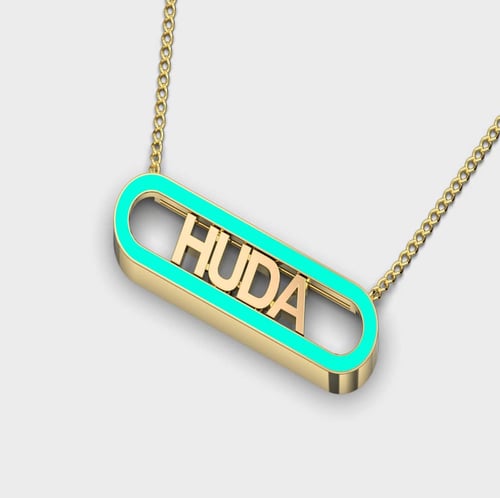 Gold necklace 18 karat aqua color HUDA