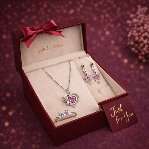 Pink silver set 925 karat