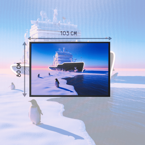 أجمل لوحة مضيئة بمنظر طبيعي جليد وسفينة