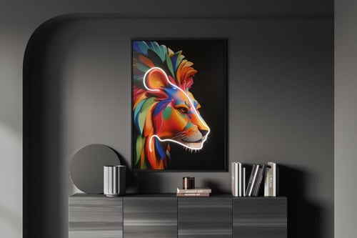 لوحة جدارية بتصميم أسد – لوحة فخمة مضيئة تعبّر عن...