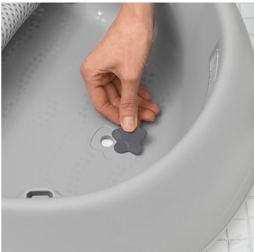 حوض استحمام المواليد موبي + حمالة - 3 مراحل - رماد...