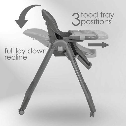 كرسي طعام متحرك - رمادي