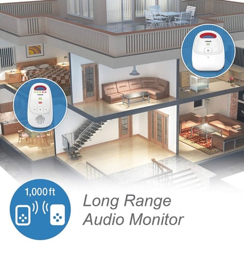 جهاز رقمي صوتي لمراقبة الاطفال من في تيك، ابيض/احم...