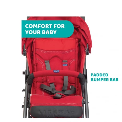 شيكو - عربية الأطفال لايت واي 3 + حاجز صدمات - أحم...