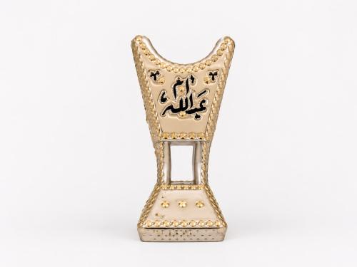 مبخرة تراثيه ستيل باللون الفضي والذهبي مع الكتابه بدون بوكس بحجم وسط