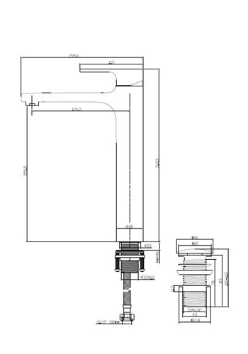 خلاط مغسلة طويل بمقبض فردي مع طقم تصريف من رويا |...