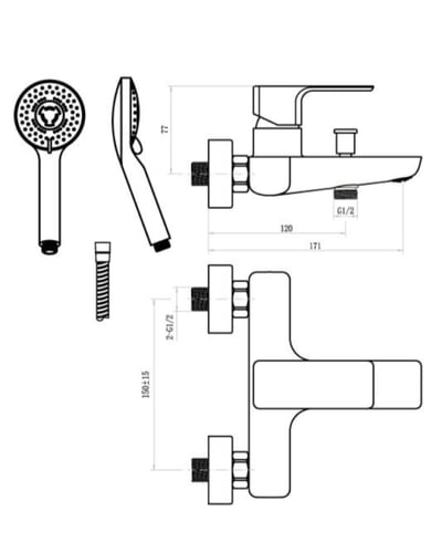 خلاط دوش حوض بمقبض فردي موديل | Single Lever Bath...