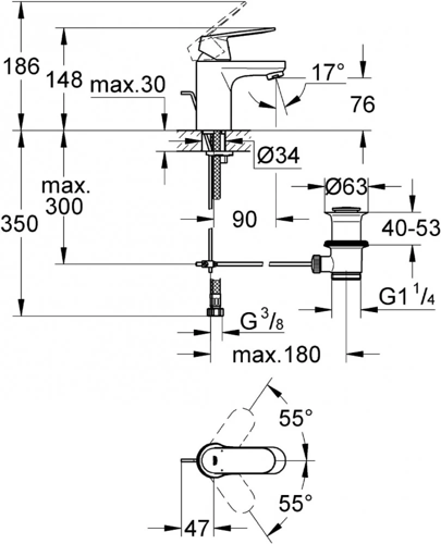 خلاط مغسلة جروهي يورو كوزمو