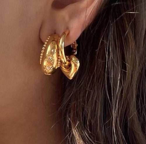 اقراط Stars Hoops ذهبي