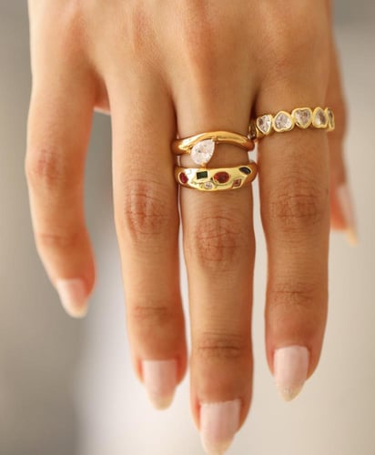 خاتم Tennis Heart ذهبي