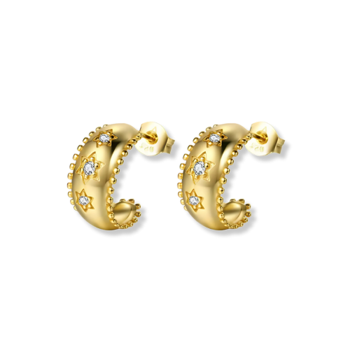 اقراط Stars Hoops ذهبي