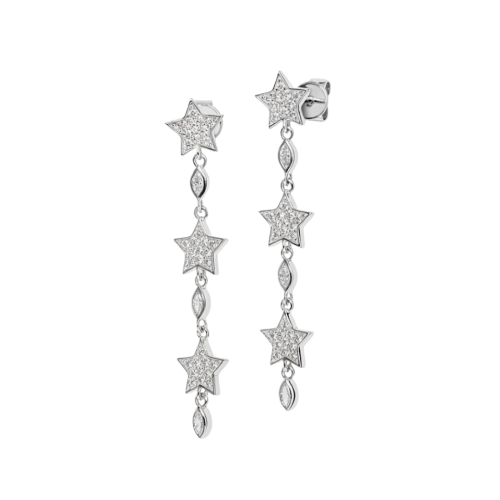 اقراط Crystal Star فضي