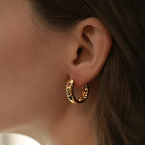 اقراط Rainbow Hoops ذهبي