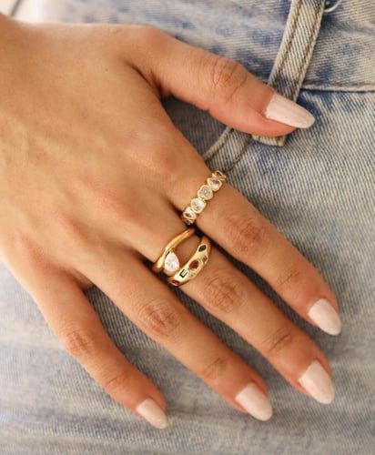 خاتم Tennis Heart ذهبي