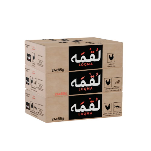 ثلاث كراتين من معلبات 85g (دجاج بالجيلي- دجاج مع ا...