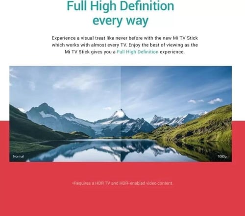 جهاز TV Stick بدقة hd من شاومي مع تحكم عن بعد