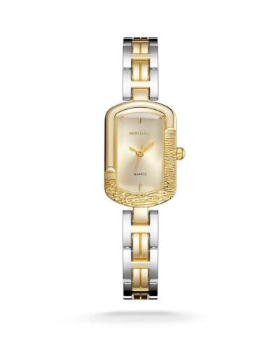 ساعة نسائي فضي وذهبي ميناء ذهبي