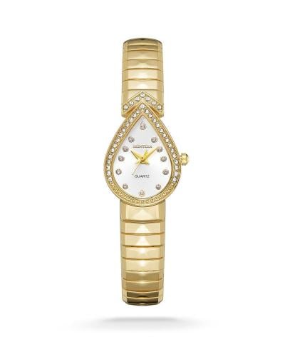 ساعة نسائي دمعة ذهبي ميناء ابيض