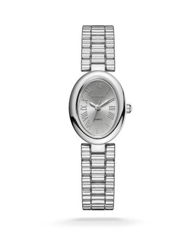 ساعة نسائي بيضاوي فضي ميناء فضي