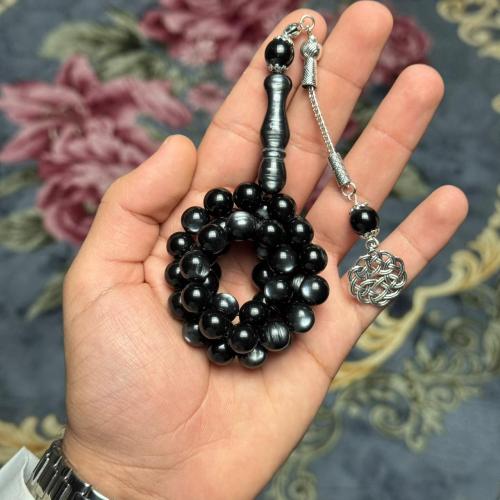 Black agate prayer beads
