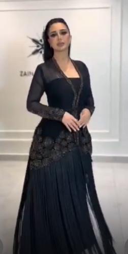 فستان سهره اسود هدب فخم