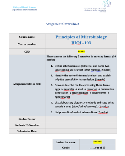 المساعدة في أسايمنت BIOL103
