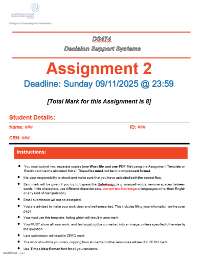 Help with assessment DS474