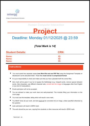 مشروع IT352 - IT201 - CS470