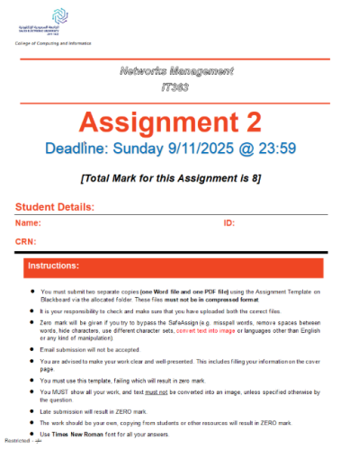 المساعدة في أسايمنت IT363 - IT340