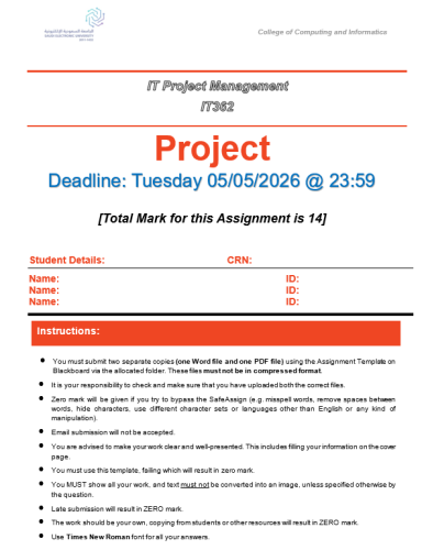 مشروع IT362 - CS480 - DS353