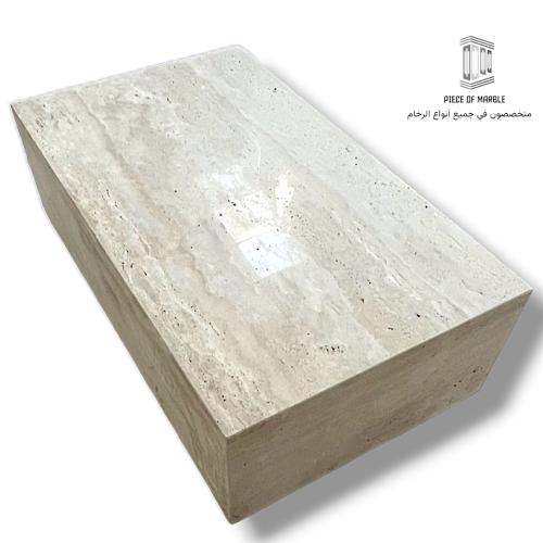 طاولة وسط مجلس رخام ترافنتينو طبيعي 120×70×40 سم