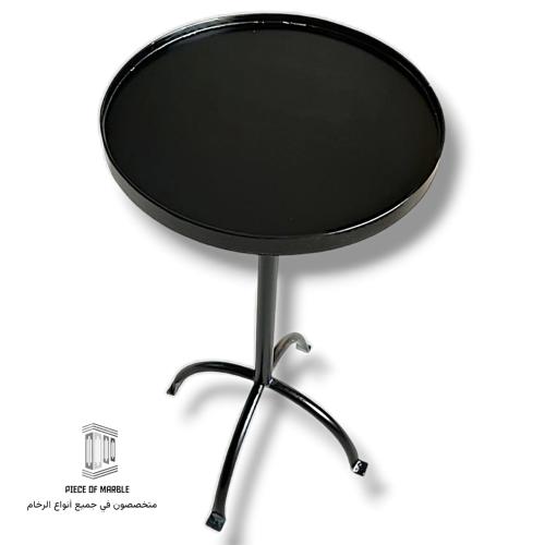 طاولة خدمة دائرية صغيرة سطح حديد ليزر أسود
