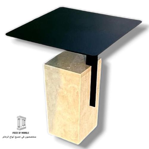طاولة خدمة رخام أسود مربعة