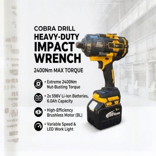 دريل امباكت (مفك عجلات) 2400 نيوتن للشاحنات - مقاس...