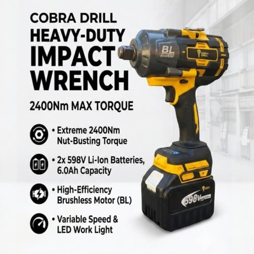 دريل امباكت (مفك عجلات) 2400 نيوتن للشاحنات - مقاس...