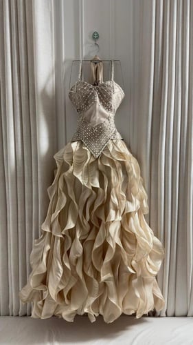 فستان سهره ميكادو كرنكل تطريز راقي