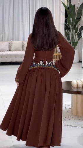 فستان موكا تطريز راقي