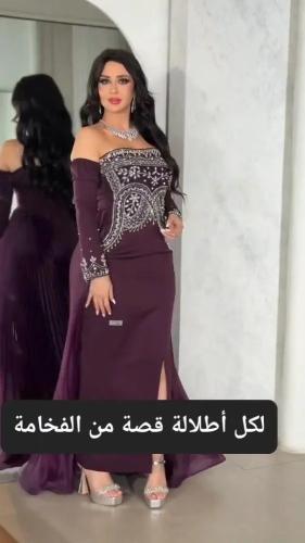 فستان موف سهرة تطريز شك