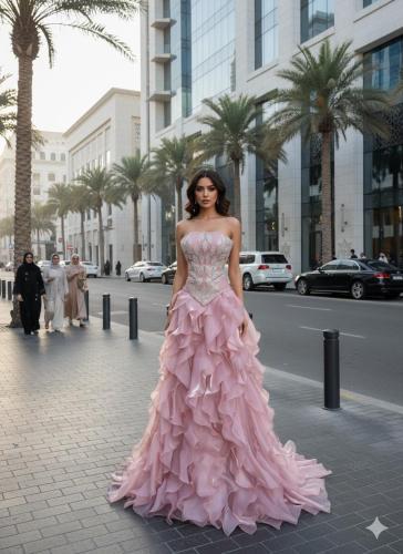 فستان سهره الصدر كلفه تطريز جازار كلوش