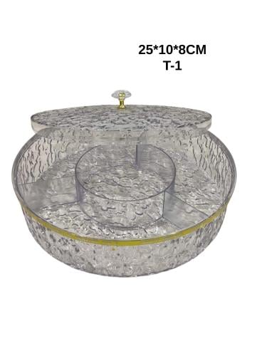 طبق تقديم اكريليك فاخر شفاف بغطاء – مقسمة لحلويات...