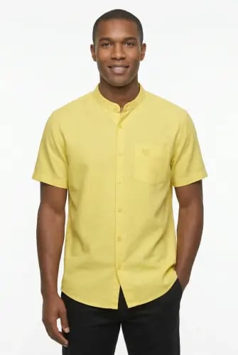 Men's yellow linen shirt, relaxed fit