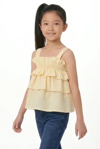 Yellow girls' top, regular cut