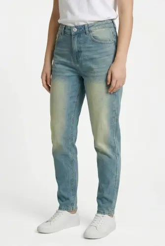 Girls' blue-green boyfriend jeans