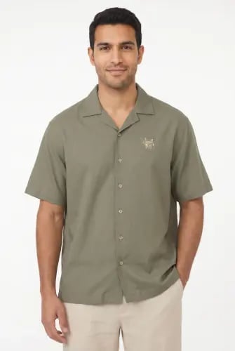 Men's olive linen shirt, relaxed fit